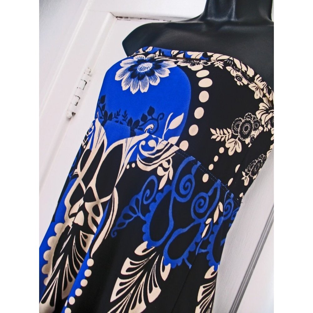 Arden B vintage Floral print dress, Blue/Black/Tan, size Small - Picture 3 of 6